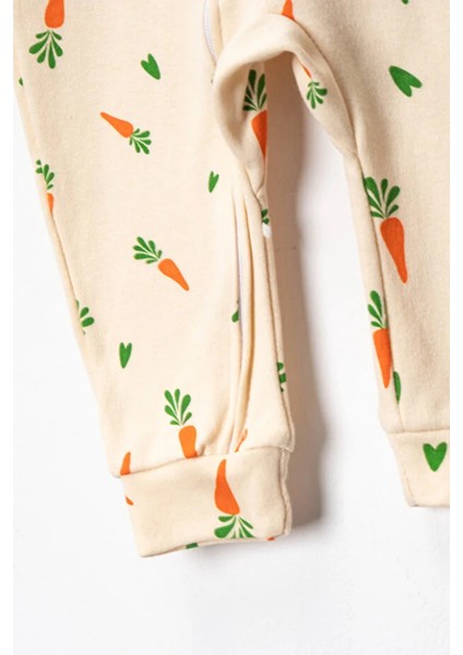 %100 Pamuk 9-12-18 Havuç Organik 3'lü Patiksiz Manşetli Tulum (Kız Erkek Bebek Çocuk) fırsatları