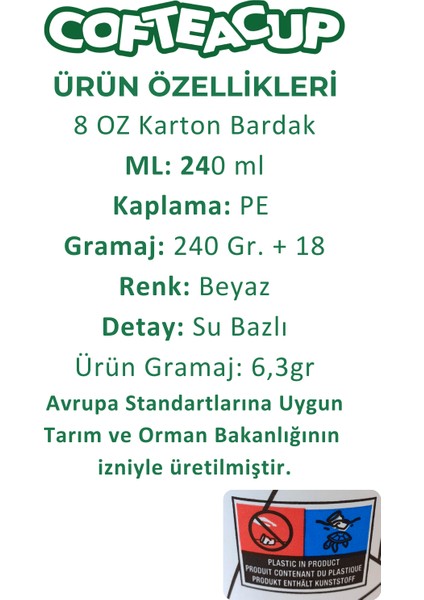 Yıldızlı Karton Bardak 500 Adet 8 Oz - 240 ml fiyatları