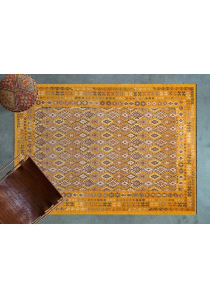 Sarı Etnik Modern Etnik Desenli Halı | Makinada Yıkanabilir | Hav Toz Vermez | Leke Tutmayaz | Kaymaz Taban | Dijital Makine Baskı | Salon Yolluk Mutfak Halısı modelleri