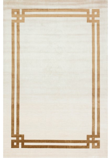 Altın Çerçeveli Modern Etnik Desenli Halı | Makinada Yıkanabilir | Hav Toz Vermez | Leke Tutmayaz | Kaymaz Taban | Dijital Makine Baskı | Salon Yolluk Mutfak Halısı