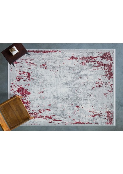 Kırmızı Soyut Modern Etnik Desenli Halı | Makinada Yıkanabilir | Hav Toz Vermez | Leke Tutmayaz | Kaymaz Taban | Dijital Makine Baskı | Salon Yolluk Mutfak Halısı modelleri