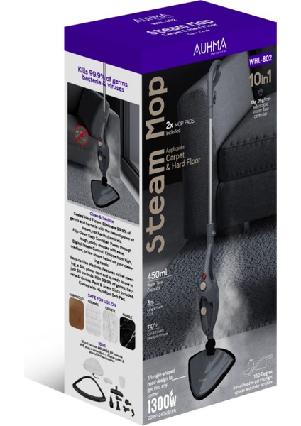 Güçlü Buhar Basınçlı Temizlik ve Dezenfekteleme Mop, Siyah fiyatları