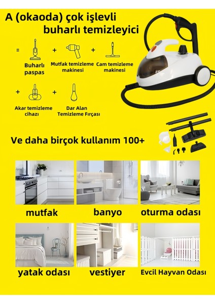 Buharlı Çok Amaçlı Temizlik Makinesi Halı, Koltuk, Fayans, Cam ve Zemin Için fiyatları