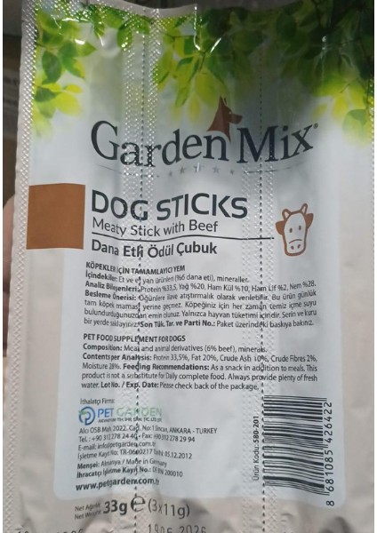 Dana Etli Köpek Stick Ödül 3*11G 10'lu fırsatları