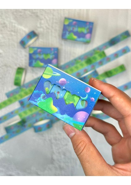 Galaksi Macerası 4'lü Washi Bant Set/washi Tape/masking Tape/desenli Bant