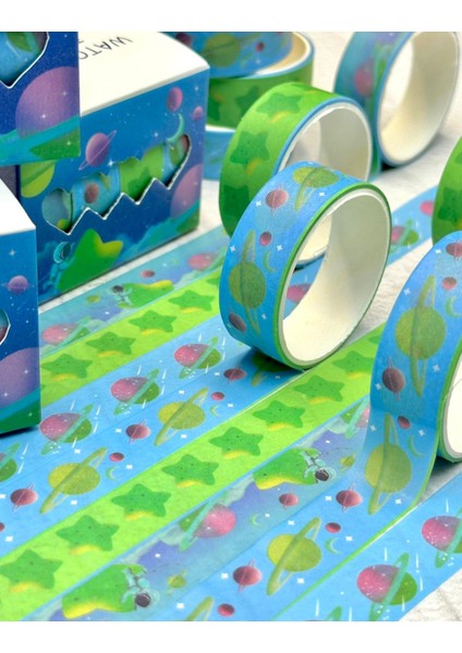 Galaksi Macerası 4'lü Washi Bant Set/washi Tape/masking Tape/desenli Bant modelleri