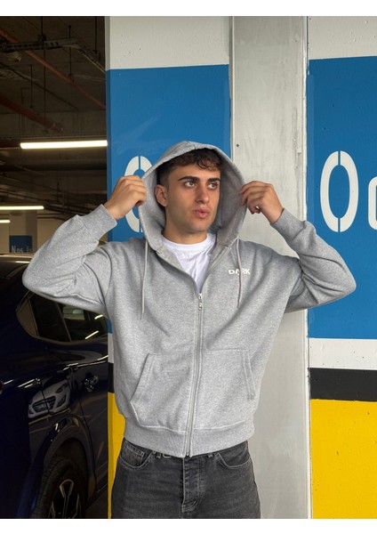 Erkek Overfit Baskılı Fermuarlı Kapüşonlu Hırka modelleri