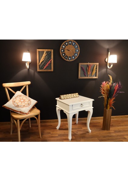 Çekmeceli Masif Beyaz Komodin - Yan Sehpa modelleri