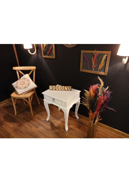 Çekmeceli Masif Beyaz Komodin - Yan Sehpa fırsatları