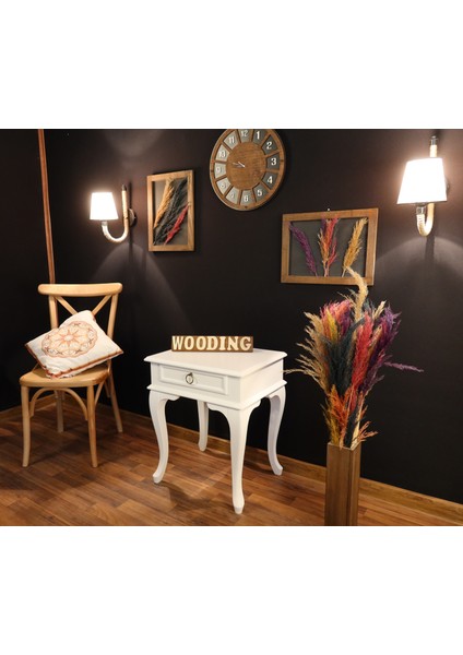 Çekmeceli Masif Beyaz Komodin - Yan Sehpa indirimleri