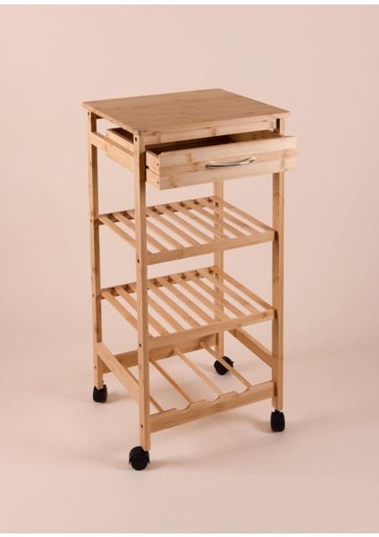 Bambu Tekerlekli 4 Katlı Düzenleyici Dolap Raf 83X40X37 cm modelleri