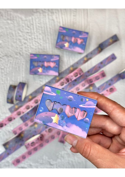 Astronotun Renkli Yolculuğu 4'lü Washi Bant Set/washi Tape/masking Tape/desenli Bant
