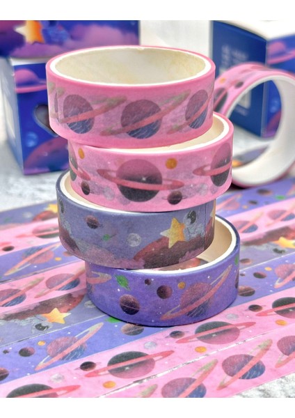 Astronotun Renkli Yolculuğu 4'lü Washi Bant Set/washi Tape/masking Tape/desenli Bant fiyatları