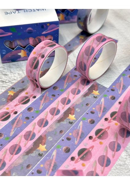 Astronotun Renkli Yolculuğu 4'lü Washi Bant Set/washi Tape/masking Tape/desenli Bant modelleri