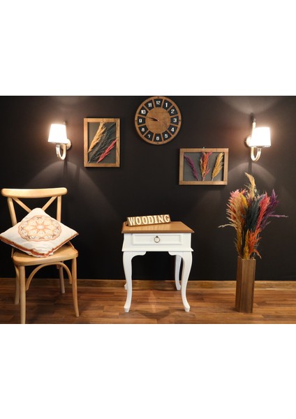 Çekmeceli Masif Beyaz Naturel Komodin - Yan Sehpa fiyatları