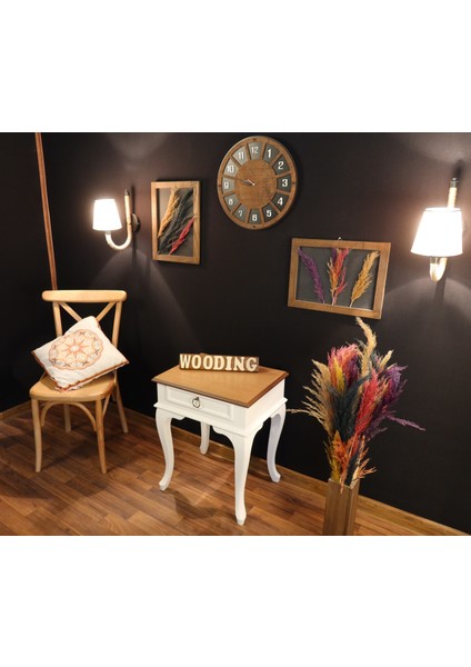 Çekmeceli Masif Beyaz Naturel Komodin - Yan Sehpa modelleri