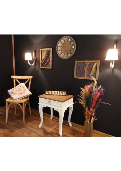 Çekmeceli Masif Beyaz Naturel Komodin - Yan Sehpa indirimleri