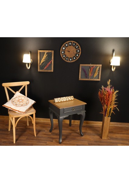 Çekmeceli Masif Antrasit Naturel Komodin - Yan Sehpa fiyatları