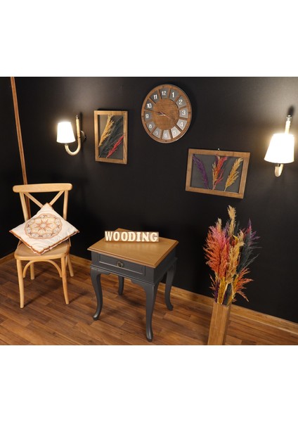 Çekmeceli Masif Antrasit Naturel Komodin - Yan Sehpa modelleri