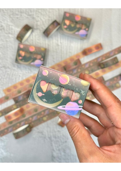 Gezegenler Diyarı 4'lü Washi Bant Set/washi Tape/masking Tape/desenli Bant