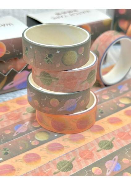 Gezegenler Diyarı 4'lü Washi Bant Set/washi Tape/masking Tape/desenli Bant modelleri