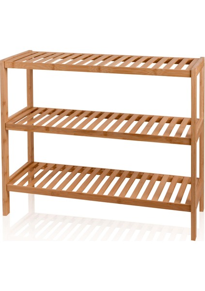 Bambu 3 Katlı Düzenleyici Dolap Raf Ayakkabılık 70X59X26 cm