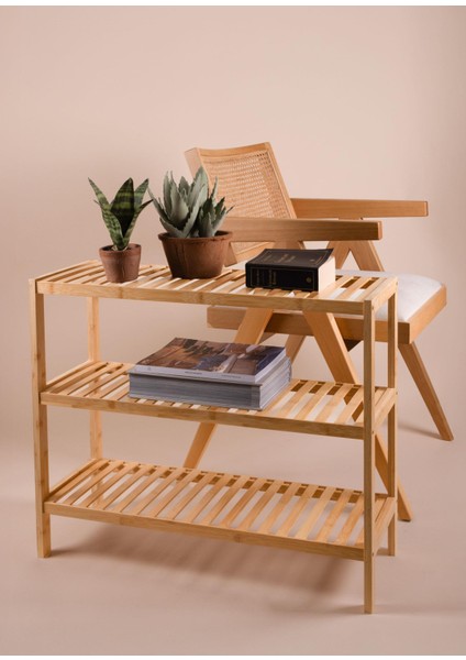 Bambu 3 Katlı Düzenleyici Dolap Raf Ayakkabılık 70X59X26 cm fiyatları