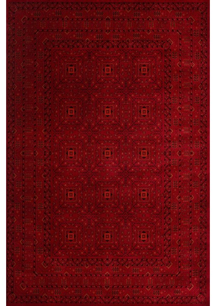 Kırmızı Etnik Modern Etnik Desenli Halı | Makinada Yıkanabilir | Hav Toz Vermez | Leke Tutmayaz | Kaymaz Taban | Dijital Makine Baskı | Salon Yolluk Mutfak Halısı