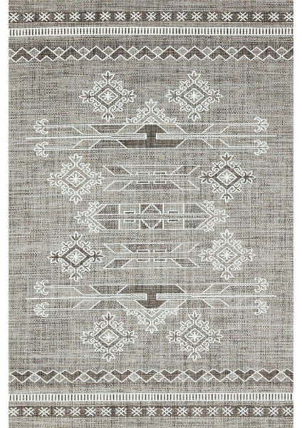 Kahve Etnik Modern Etnik Desenli Halı | Makinada Yıkanabilir | Hav Toz Vermez | Leke Tutmayaz | Kaymaz Taban | Dijital Makine Baskı | Salon Yolluk Mutfak Halısı
