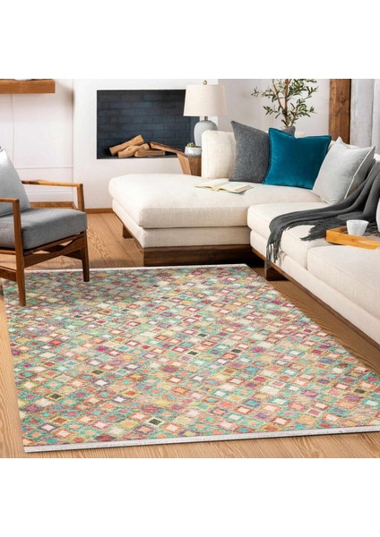 Bej Geometrik Modern Etnik Desenli Halı | Makinada Yıkanabilir | Hav Toz Vermez | Leke Tutmayaz | Kaymaz Taban | Dijital Makine Baskı | Salon Yolluk Mutfak Halısı modelleri