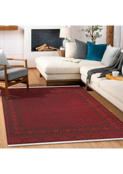 Kırmızı Etnik Modern Etnik Desenli Halı | Makinada Yıkanabilir | Hav Toz Vermez | Leke Tutmayaz | Kaymaz Taban | Dijital Makine Baskı | Salon Yolluk Mutfak Halısı modelleri