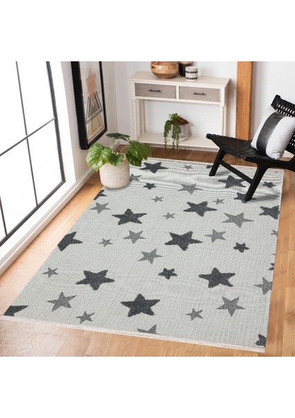 Antrasit Yıldız Modern Etnik Desenli Halı | Makinada Yıkanabilir | Hav Toz Vermez | Leke Tutmayaz | Kaymaz Taban | Dijital Makine Baskı | Salon Yolluk Mutfak Halısı fiyatları