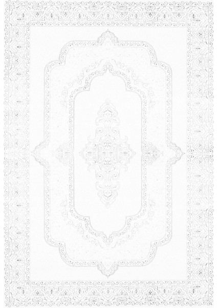 Beyaz Göbekli Modern Etnik Desenli Halı | Makinada Yıkanabilir | Hav Toz Vermez | Leke Tutmayaz | Kaymaz Taban | Dijital Makine Baskı | Salon Yolluk Mutfak Halısı