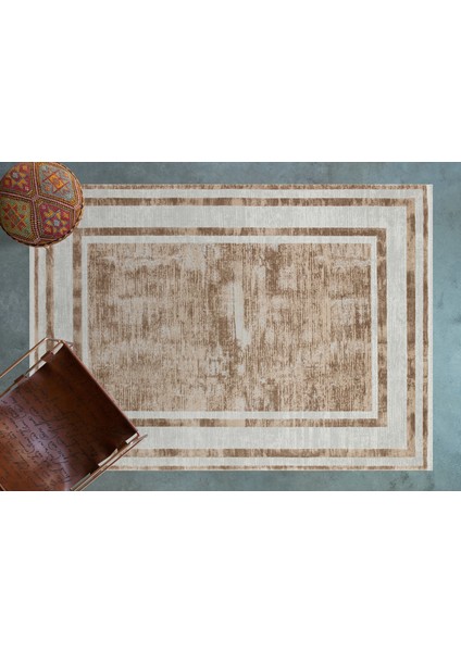 Krem Çerçeveli Modern Etnik Desenli Halı | Makinada Yıkanabilir | Hav Toz Vermez | Leke Tutmayaz | Kaymaz Taban | Dijital Makine Baskı | Salon Yolluk Mutfak Halısı modelleri