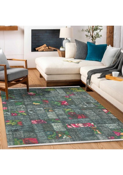 Gri Karabağ Modern Etnik Desenli Halı | Makinada Yıkanabilir | Hav Toz Vermez | Leke Tutmayaz | Kaymaz Taban | Dijital Makine Baskı | Salon Yolluk Mutfak Halısı modelleri