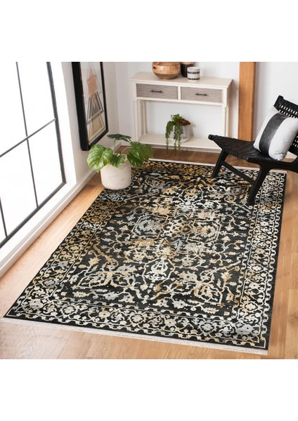 Siyah Çerçeveli Modern Etnik Desenli Halı | Makinada Yıkanabilir | Hav Toz Vermez | Leke Tutmayaz | Kaymaz Taban | Dijital Makine Baskı | Salon Yolluk Mutfak Halısı fiyatları