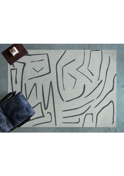 Gri Soyut Modern Etnik Desenli Halı | Makinada Yıkanabilir | Hav Toz Vermez | Leke Tutmayaz | Kaymaz Taban | Dijital Makine Baskı | Salon Yolluk Mutfak Halısı modelleri