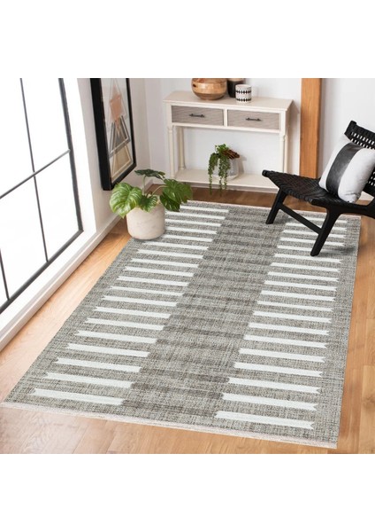Kahve Çizgili Modern Etnik Desenli Halı | Makinada Yıkanabilir | Hav Toz Vermez | Leke Tutmayaz | Kaymaz Taban | Dijital Makine Baskı | Salon Yolluk Mutfak Halısı fiyatları