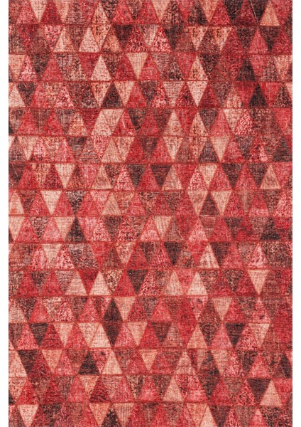 Kırmızı Geometrik Modern Etnik Desenli Halı | Makinada Yıkanabilir | Hav Toz Vermez | Leke Tutmayaz | Kaymaz Taban | Dijital Makine Baskı | Salon Yolluk Mutfak Halısı