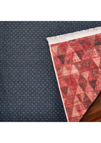 Kırmızı Geometrik Modern Etnik Desenli Halı | Makinada Yıkanabilir | Hav Toz Vermez | Leke Tutmayaz | Kaymaz Taban | Dijital Makine Baskı | Salon Yolluk Mutfak Halısı fırsatları