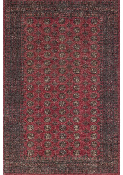 Kırmızı Çerçeveli Modern Etnik Desenli Halı | Makinada Yıkanabilir | Hav Toz Vermez | Leke Tutmayaz | Kaymaz Taban | Dijital Makine Baskı | Salon Yolluk Mutfak Halısı