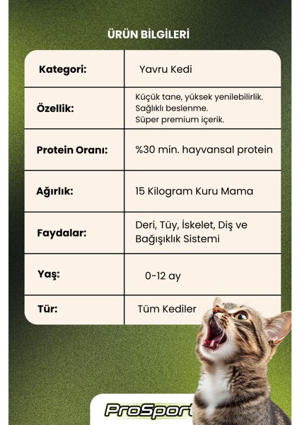 Prosport Kitten Yavru Kedi Maması 15KG fiyatları