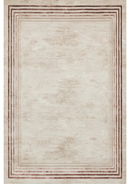 Krem Çerçeveli Modern Etnik Desenli Halı | Makinada Yıkanabilir | Hav Toz Vermez | Leke Tutmayaz | Kaymaz Taban | Dijital Makine Baskı | Salon Yolluk Mutfak Halısı