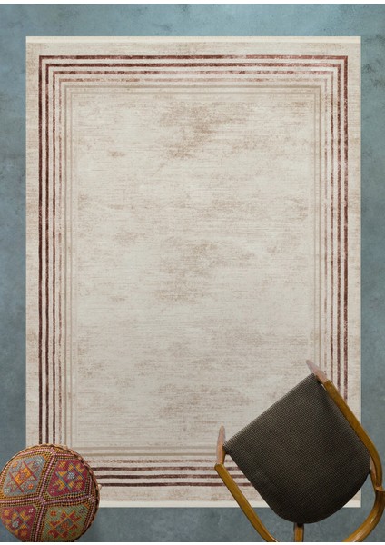 Krem Çerçeveli Modern Etnik Desenli Halı | Makinada Yıkanabilir | Hav Toz Vermez | Leke Tutmayaz | Kaymaz Taban | Dijital Makine Baskı | Salon Yolluk Mutfak Halısı modelleri