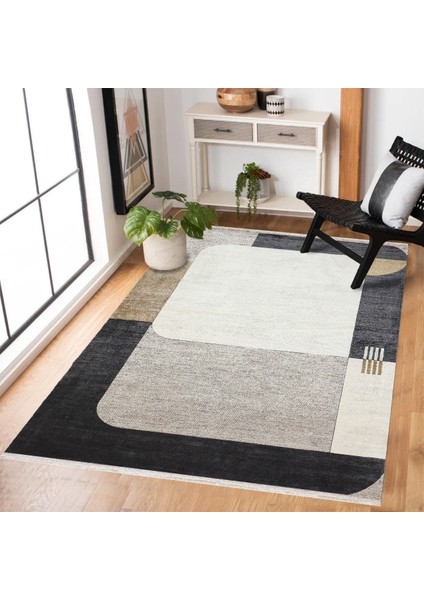 Siyah Geometrik Modern Etnik Desenli Halı | Makinada Yıkanabilir | Hav Toz Vermez | Leke Tutmayaz | Kaymaz Taban | Dijital Makine Baskı | Salon Yolluk Mutfak Halısı fiyatları