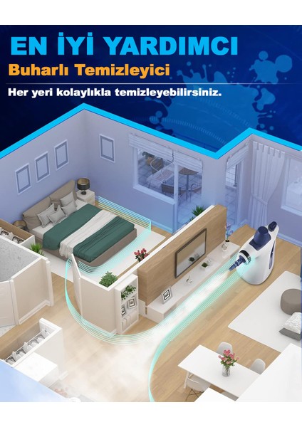 Çok Amaçlı Buharlı Temizleyici 12 Aparat, Ev, Zemin, Derz, Ahşap, Fayans, Araba Temizliği fiyatları