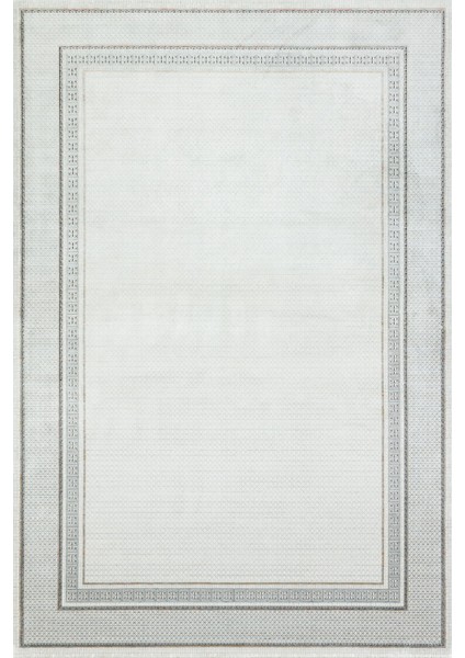 Krem Çerçeveli Modern Etnik Desenli Halı | Makinada Yıkanabilir | Hav Toz Vermez | Leke Tutmayaz | Kaymaz Taban | Dijital Makine Baskı | Salon Yolluk Mutfak Halısı