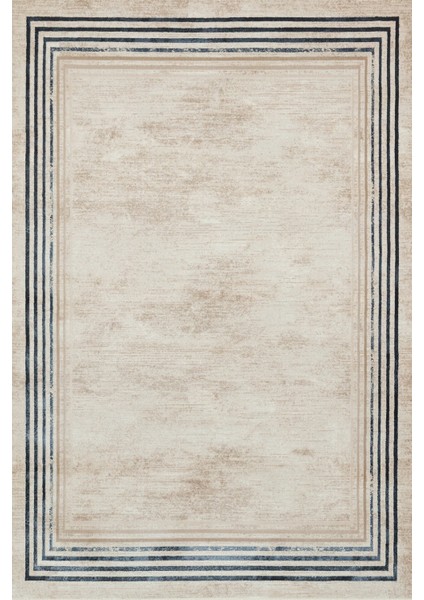 Krem Çerçeveli Modern Etnik Desenli Halı | Makinada Yıkanabilir | Hav Toz Vermez | Leke Tutmayaz | Kaymaz Taban | Dijital Makine Baskı | Salon Yolluk Mutfak Halısı