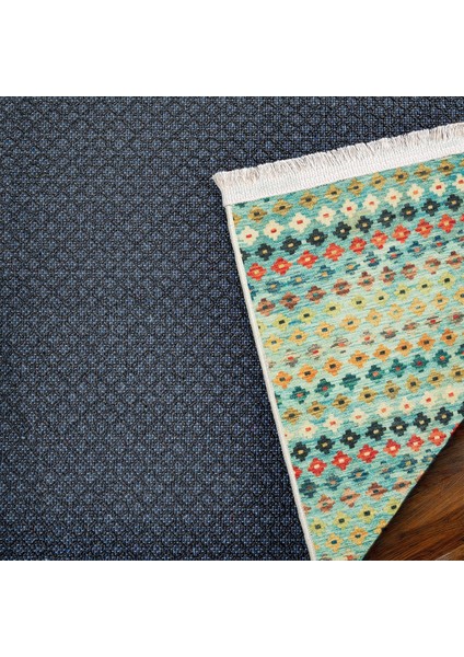 Mavi Geometrik Modern Etnik Desenli Halı | Makinada Yıkanabilir | Hav Toz Vermez | Leke Tutmayaz | Kaymaz Taban | Dijital Makine Baskı | Salon Yolluk Mutfak Halısı fırsatları
