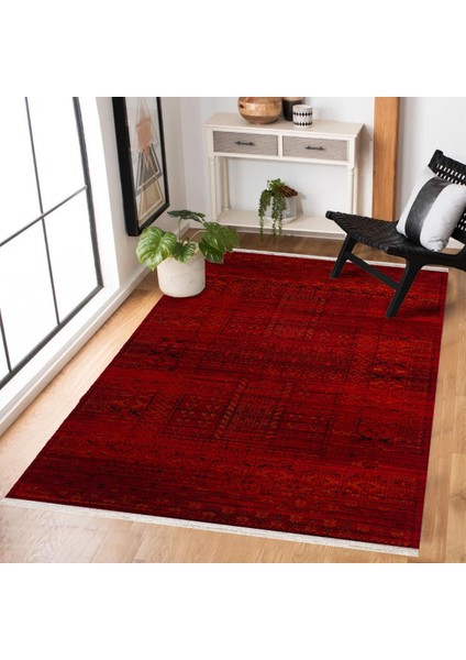 Kırmızı Etnik Modern Etnik Desenli Halı | Makinada Yıkanabilir | Hav Toz Vermez | Leke Tutmayaz | Kaymaz Taban | Dijital Makine Baskı | Salon Yolluk Mutfak Halısı fiyatları
